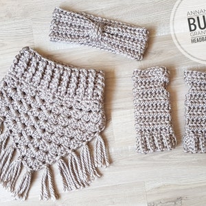 US & NL Crochet Pattern Bulky Granny Cowl , Headband and Gloves by Annah Haakt