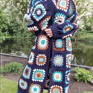 US & NL Crochet Pattern Scrappy Granny Sweater Coat by Annah Haakt | Boho | Retro | Hippie | Jacket | Vest