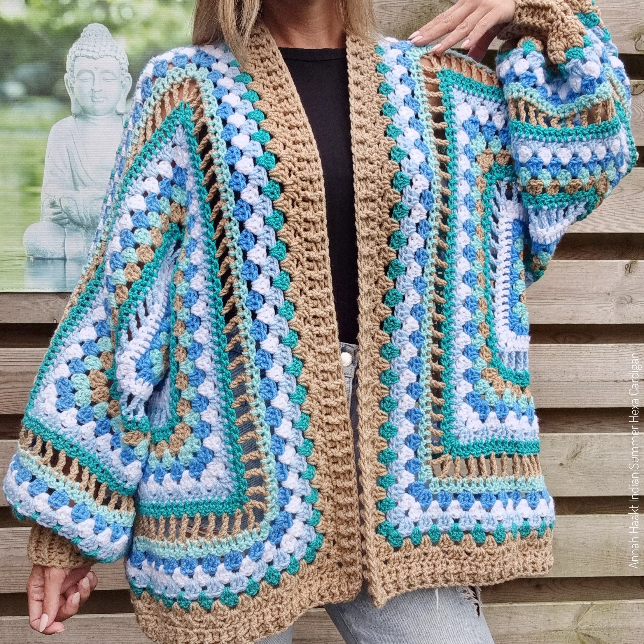 サイコム psicom INDIAN SUMMER CARDIGAN US & NL Crochet Pattern Indian Summer Hexa Cardigan by Annah Haakt