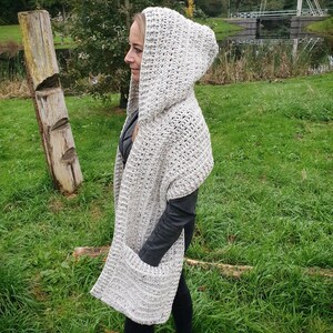 US & NL Crochet Pattern Cozy Hooded Pocket Shawl by Annah Haakt Perfect Gift image 3
