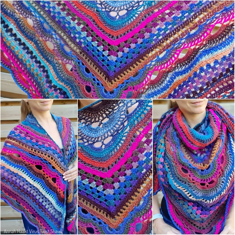 US & NL Crochet Pattern Virus Twist Shawl by Annah Haakt Etsy