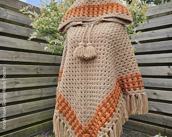 US & NL Crochet Pattern Granny Hoody Poncho by Annah Haakt
