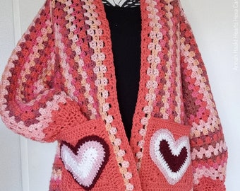 US & NL Crochet Pattern  Grannysquare Cardigan | Boho | Retro | Hippie | Jacket | Vest