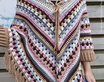 US NL Crochet Pattern Pumpkin Pie Poncho Vest Shawl With