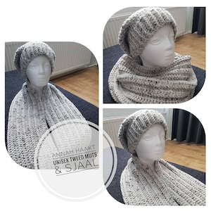 US & NL Crochet Pattern Unisex Tweed Scarf and Slouch by Annah Haakt
