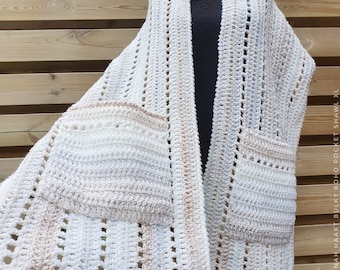 US & NL Crochet Pattern Bulky Boho Pocket Shawl XL by Annah Haakt | Perfect Christmas Gift