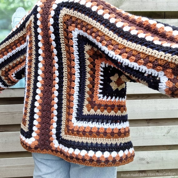 US & NL Crochet Pattern Boho Vibes Hexa Cardigan by Annah Haakt