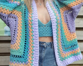 トップス psicom INDIAN SUMMER CARDIGAN / Gray Women's Gray Cardigan Cropped Style