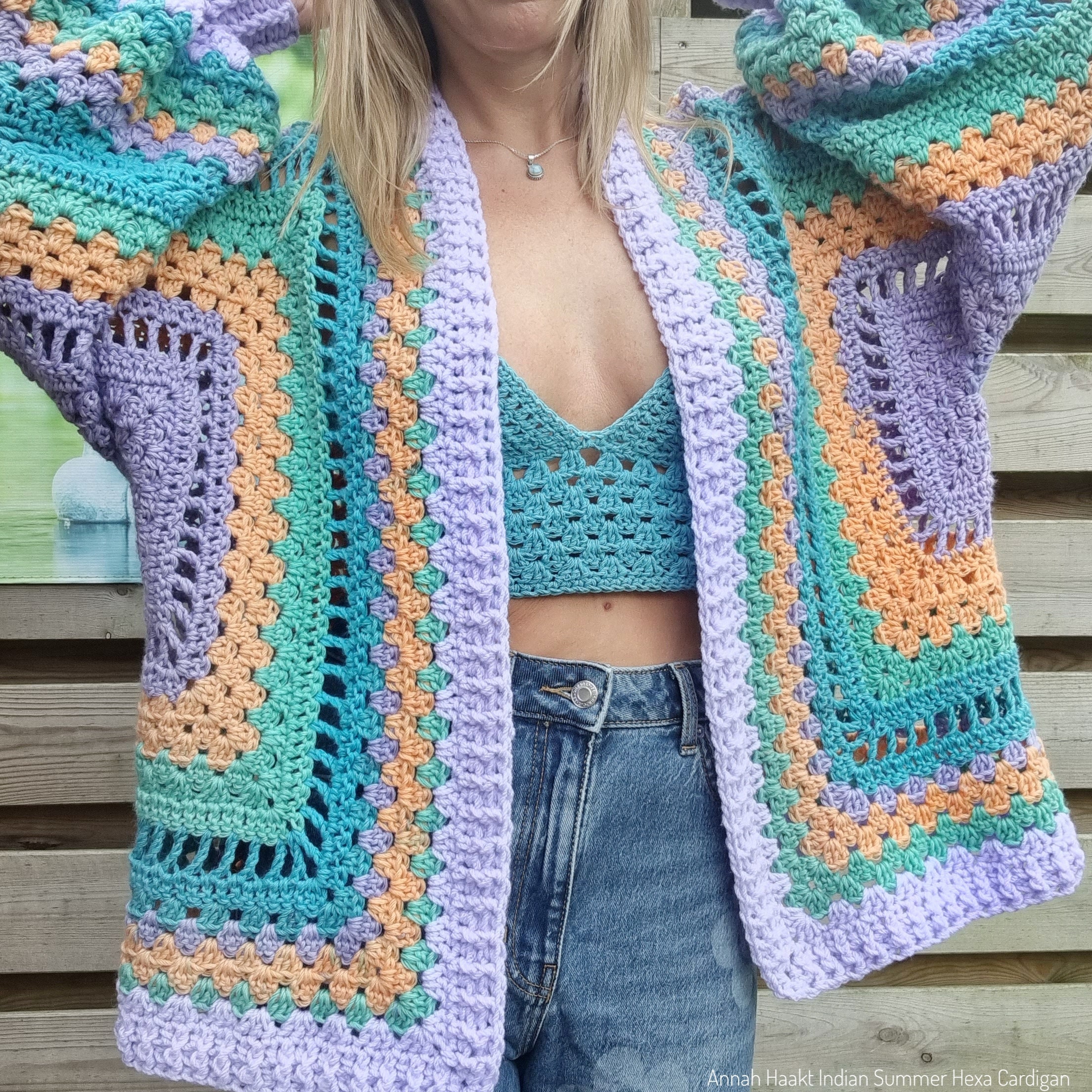 US & NL Crochet Pattern Indian Summer Hexa Cardigan by Annah US & NL Crochet Pattern Indian Summer Hexa Cardigan by Annah