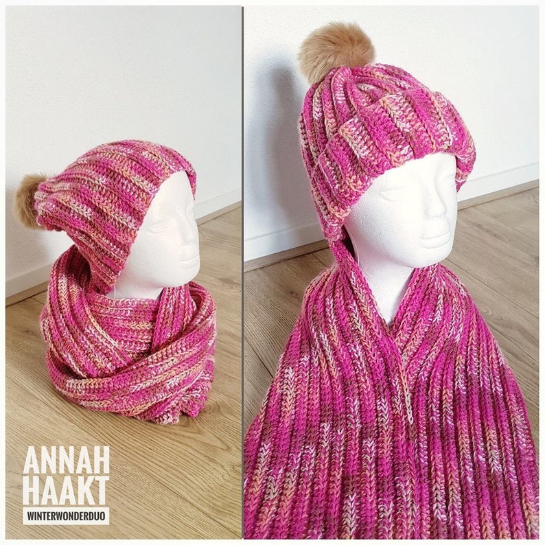 US Crochet Pattern Winterwonderduo Beanie /& Scarf