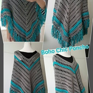 US & NL Crochet Pattern Boho Chic Poncho by Annah Haakt image 5