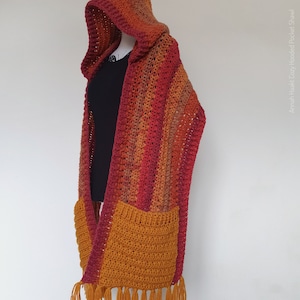 US & NL Crochet Pattern Cozy Hooded Pocket Shawl by Annah Haakt Perfect Gift image 9