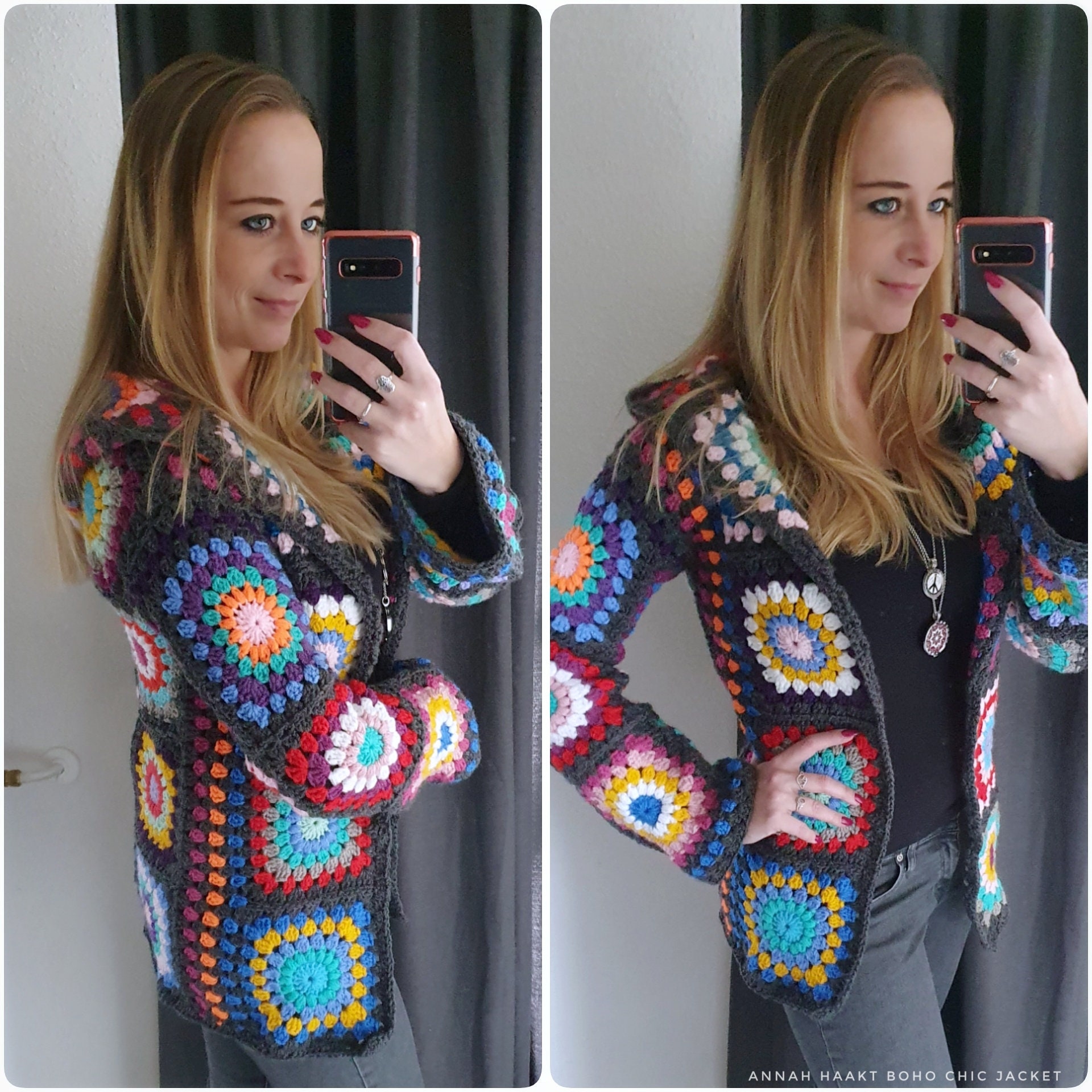 US & NL Crochet Pattern Boho Chic Jacket | Grannysquare