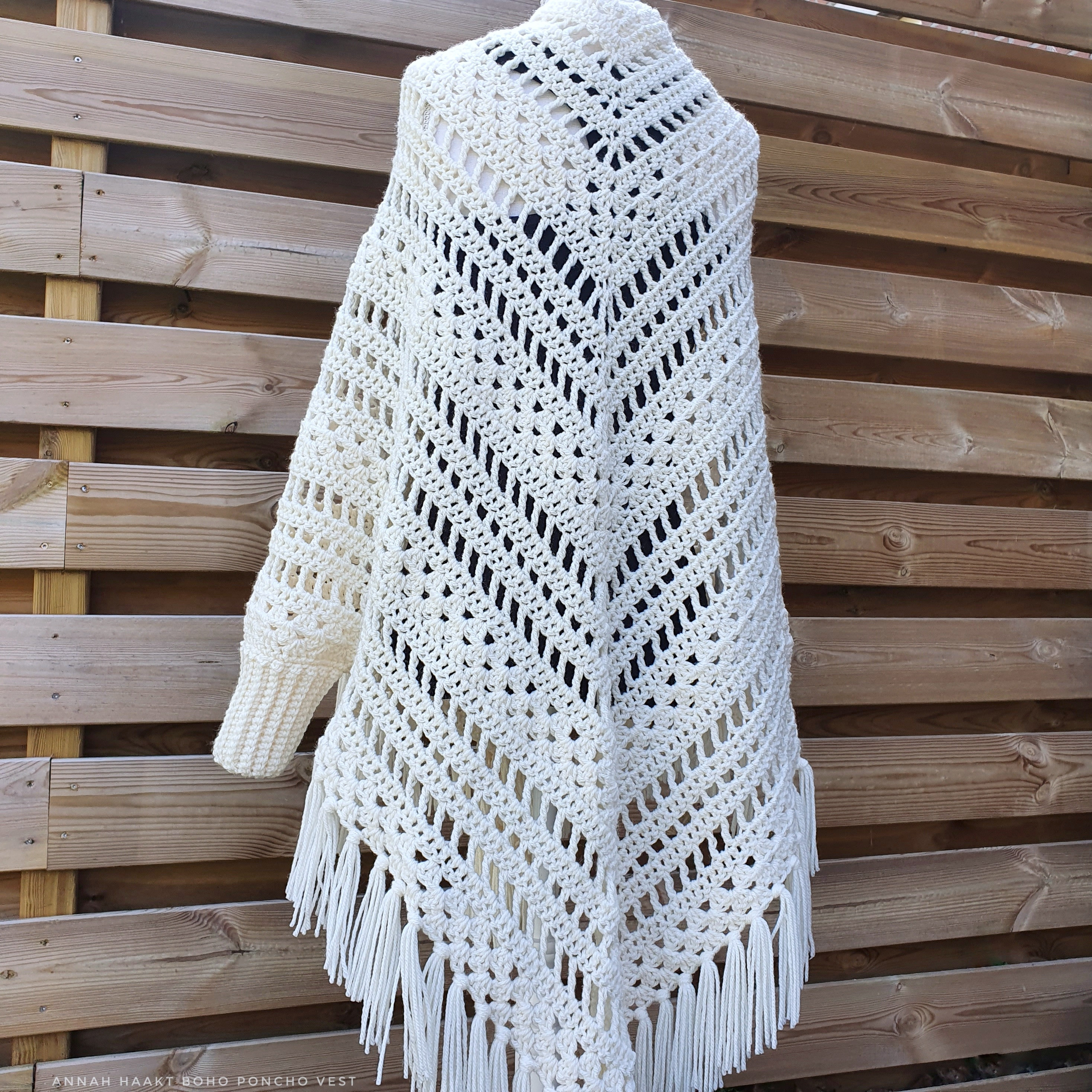 Us Nl Crochet Pattern Boho Poncho Vest Shawl With Etsy France