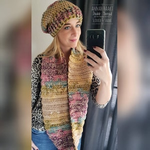 US & NL Crochet Pattern Double Thread Slouch and Shawl  by Annah Haakt - Unisex / For Men  Women
