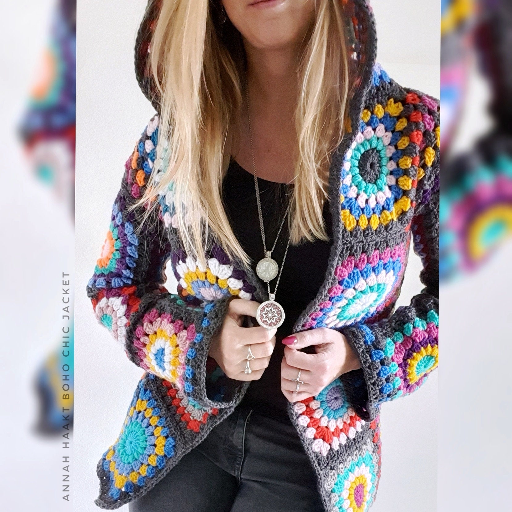 US & NL Crochet Pattern Boho Chic Jacket Grannysquare Etsy