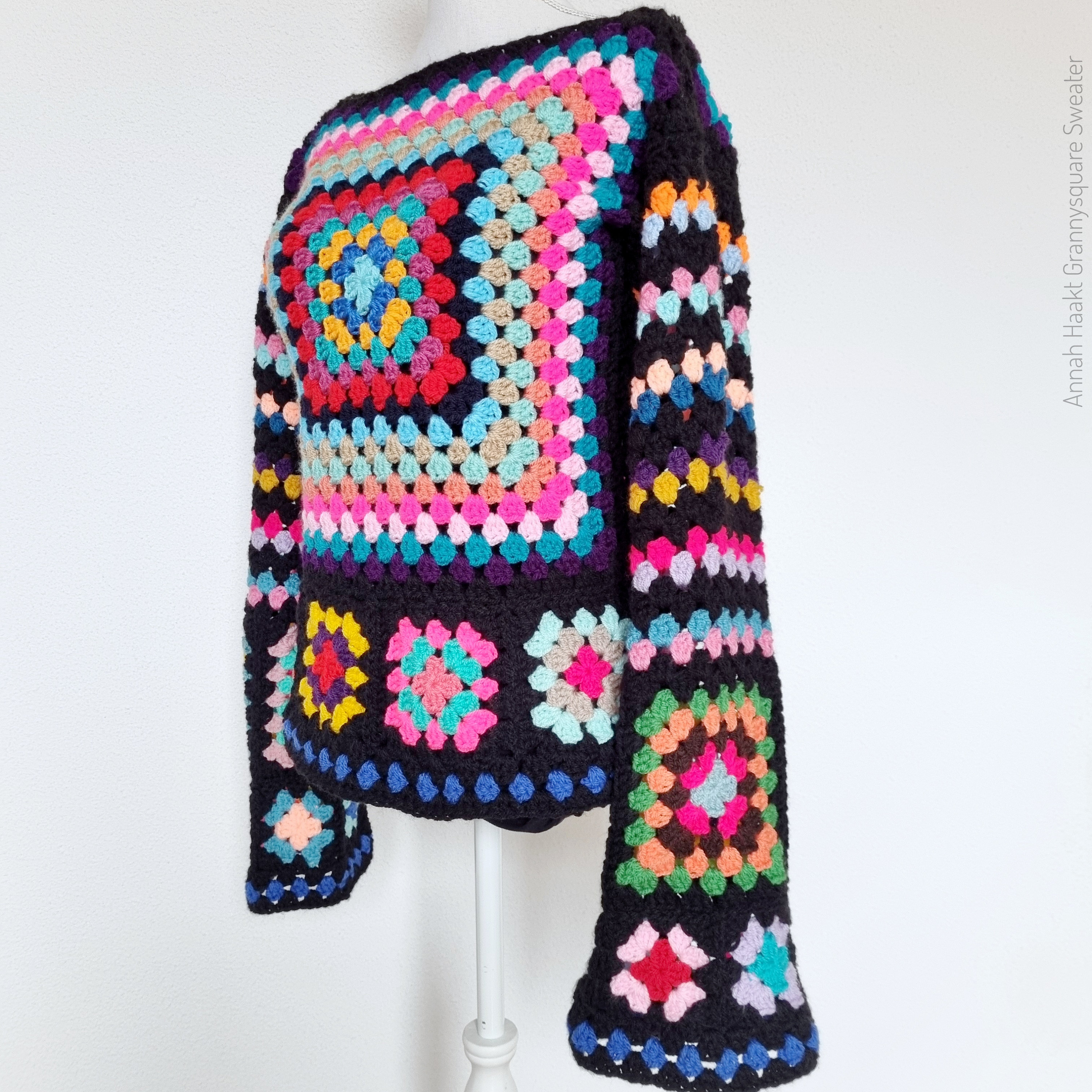 US & NL Crochet Pattern Grannysquare Sweater Boho Retro | Etsy
