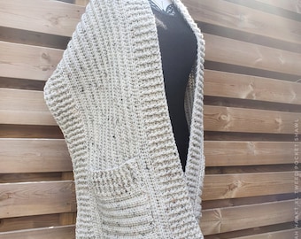 US & NL Crochet Pattern XL Tweed Pocket Shawl by Annah Haakt | Perfect Christmas Gift