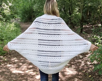 US & NL Crochet Pattern Boho Vibes Shrug by Annah Haakt | Ibiza Style | Easy Cardigan