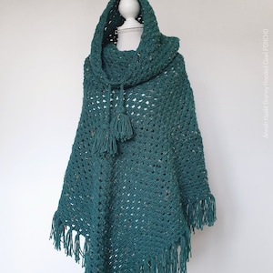 US & NL Crochet Pattern Granny Hooded Cowl PONCHO by Annah Haakt