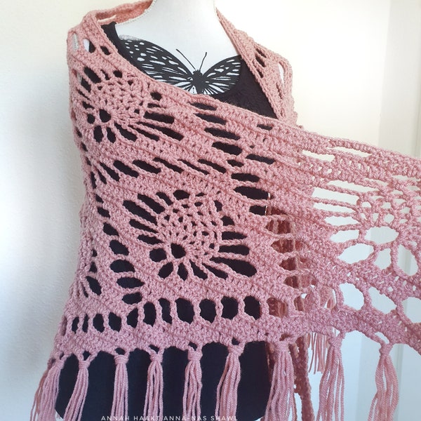 US & NL Crochet Pattern Anna-nas Shawl by Annah Haakt | Ananas | Pineapple