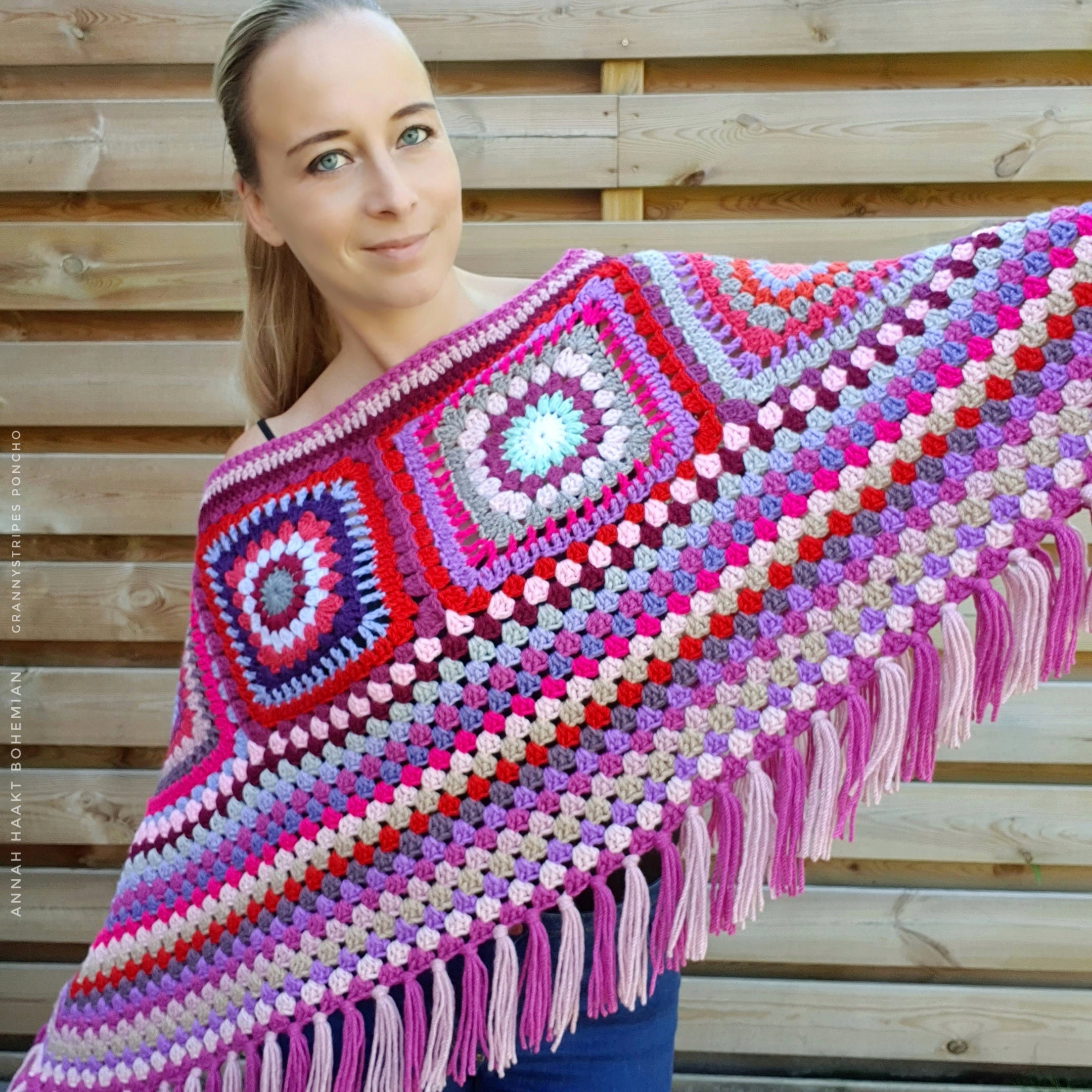 verwarring Zenuwinzinking slijtage US & NL Crochet Pattern Bohemian Grannystripes Poncho by Annah - Etsy  Nederland