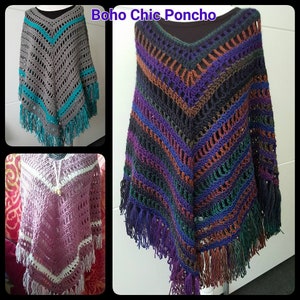 US & NL Crochet Pattern Boho Chic Poncho by Annah Haakt image 9