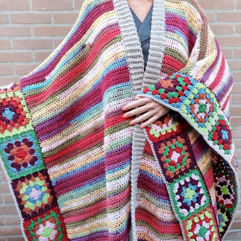 US & NL Crochet Pattern Granny Blanket Wrap by Annah Haakt Etsy