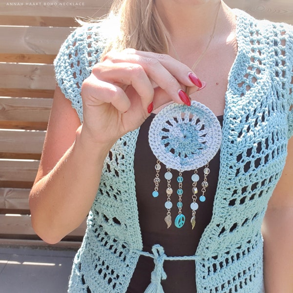 US & NL Crochet Pattern Boho Necklace by Annah Haakt | DIY | Dreamcatcher | Mandala | Car Hanging