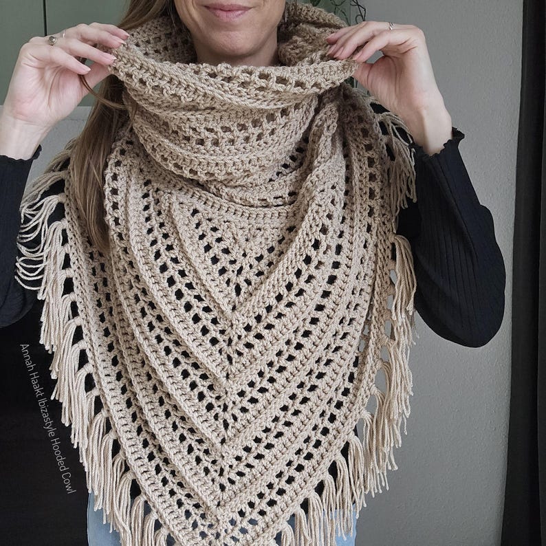 Crochet Pattern - Ibizastyle Hooded Cowl PDF | Lacy Boho Hooded Scarf ...