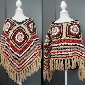 US & NL Crochet Pattern Boho Beauty Poncho by Annah Haakt / Hippie / Boho / Bohemian / Ibiza