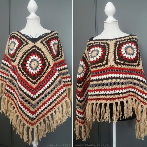 US & NL Crochet Pattern Granny's Poncho Vest Ibiza Boho - Etsy