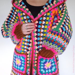 US & NL Crochet Pattern Scrappy Hexagon Cardigan by Annah Haakt Hooded ...