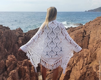 US & NL Crochet Pattern Ananas Poncho Vest  | Shawl with Optional Sleeves | Pineapple motif