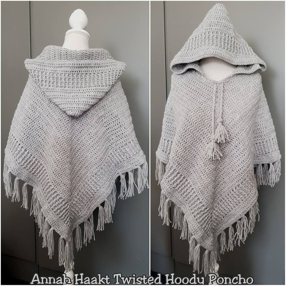 US & NL Crochet Pattern Twisted Hoody Poncho by Annah