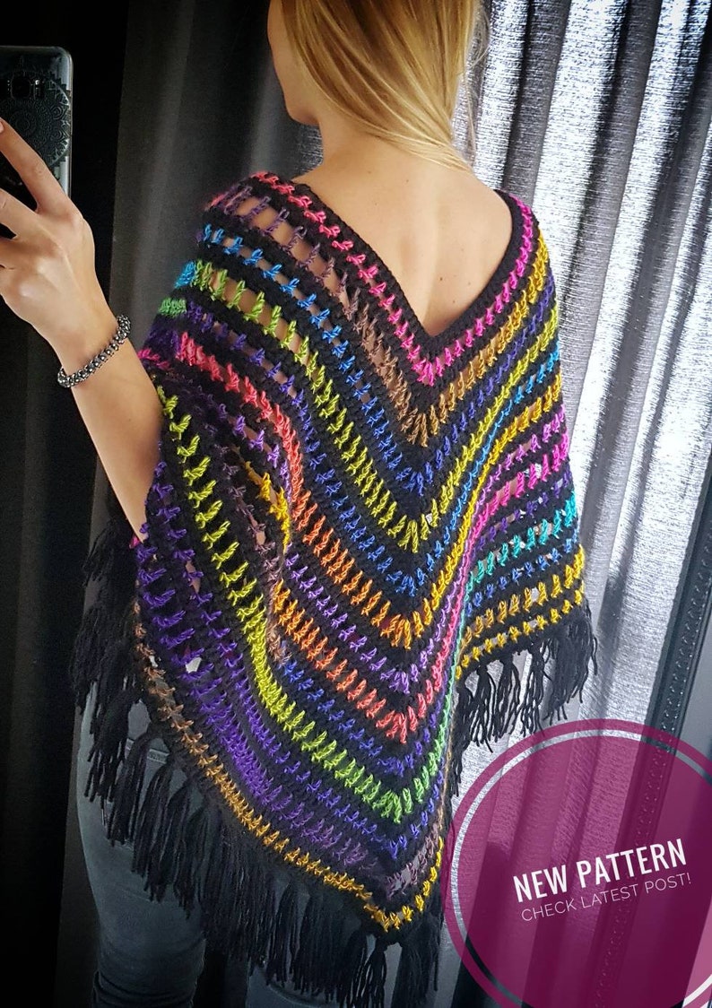 US & NL Crochet Pattern Boho Chic Poncho by Annah Haakt image 2