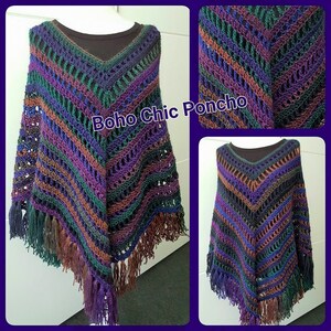 US & NL Crochet Pattern Boho Chic Poncho by Annah Haakt image 6