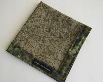 EDC Hank Topography Themed Hank Men's Handkerchief Women's Handkerchief Pocket Hank Green Brown Black