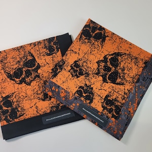 NEW EDC Skull Hank Everyday Carry Hank Men's Handkerchief Women's Handkerchief Orange and Black image 1