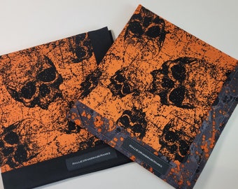 NEW!  EDC Skull Hank Everyday Carry Hank Men's Handkerchief Women's Handkerchief Orange and Black