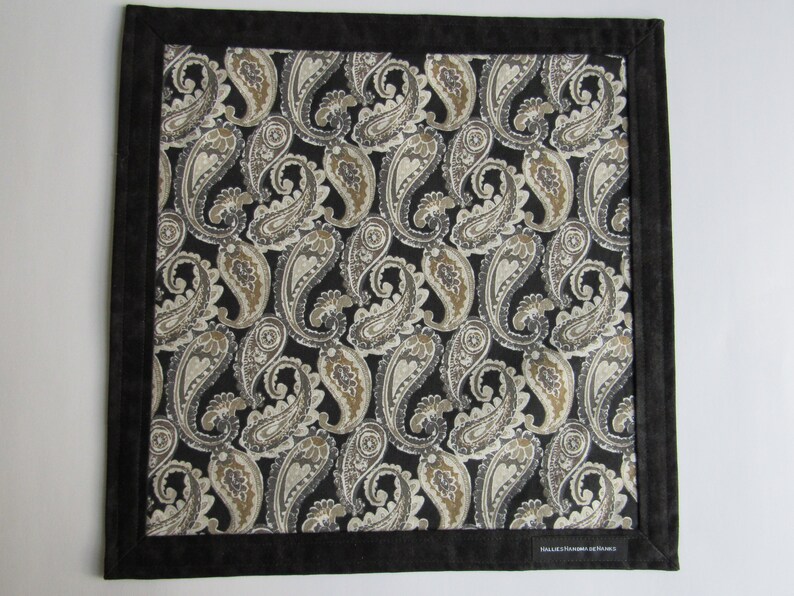 EDC Hank Paisley Fabric Gray Taupe Gold Men/'s Handkerchief Women/'s Handkerchief Cotton Pocket Hank