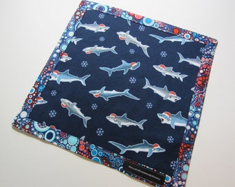 NEW! EDC Holiday Hank Santa Jaws Santa Shark 10" Square Handkerchief Men's Handkerchief Women's Handkerchief Christmas