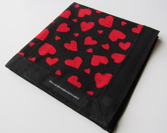 EDC Hank Valentine's Day Hank Red Chalkboard Hearts with Black Men's Handkerchief Women's Handkerchief