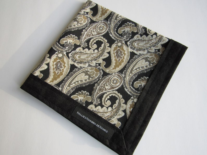 EDC Hank Paisley Fabric Gray Taupe Gold Men/'s Handkerchief Women/'s Handkerchief Cotton Pocket Hank