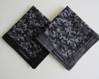 EDC Hank Black and Gray Camo Hank Camouflage Fabric Hank Cotton Handkerchief Every Day Carry Hank