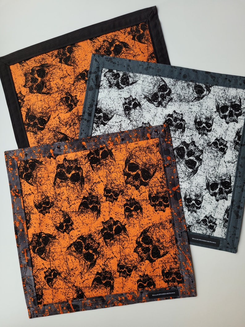 NEW EDC Skull Hank Everyday Carry Hank Men's Handkerchief Women's Handkerchief Orange and Black image 5