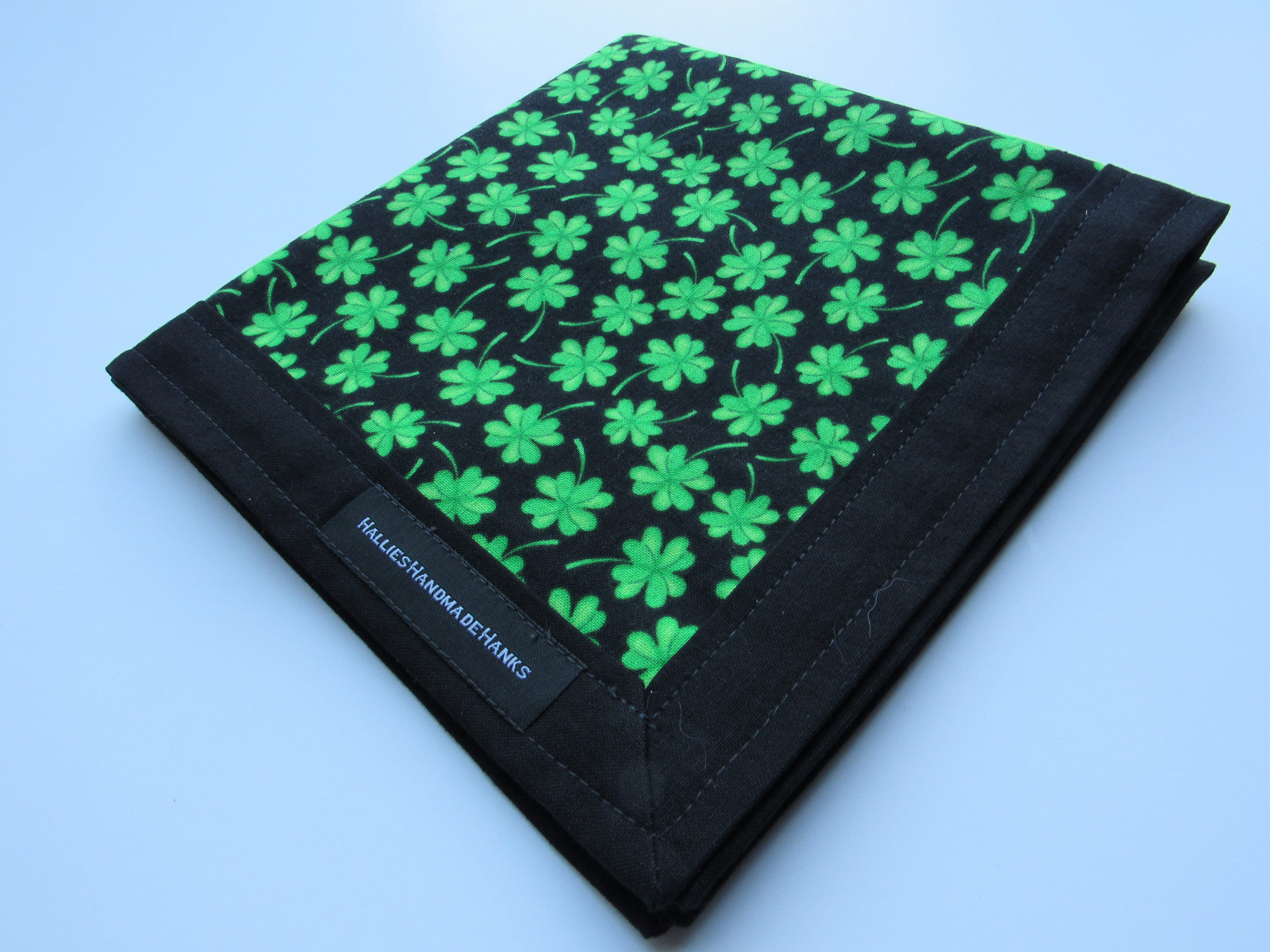 Patrick/’s Day Black /& Green Pocket Square Shamrock Handkerchief for St