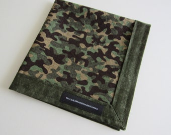 EDC Hank Green Camo Hank Camouflage Fabric Hank Cotton Handkerchief Every Day Carry Hank Shades of Green with Tan Camo