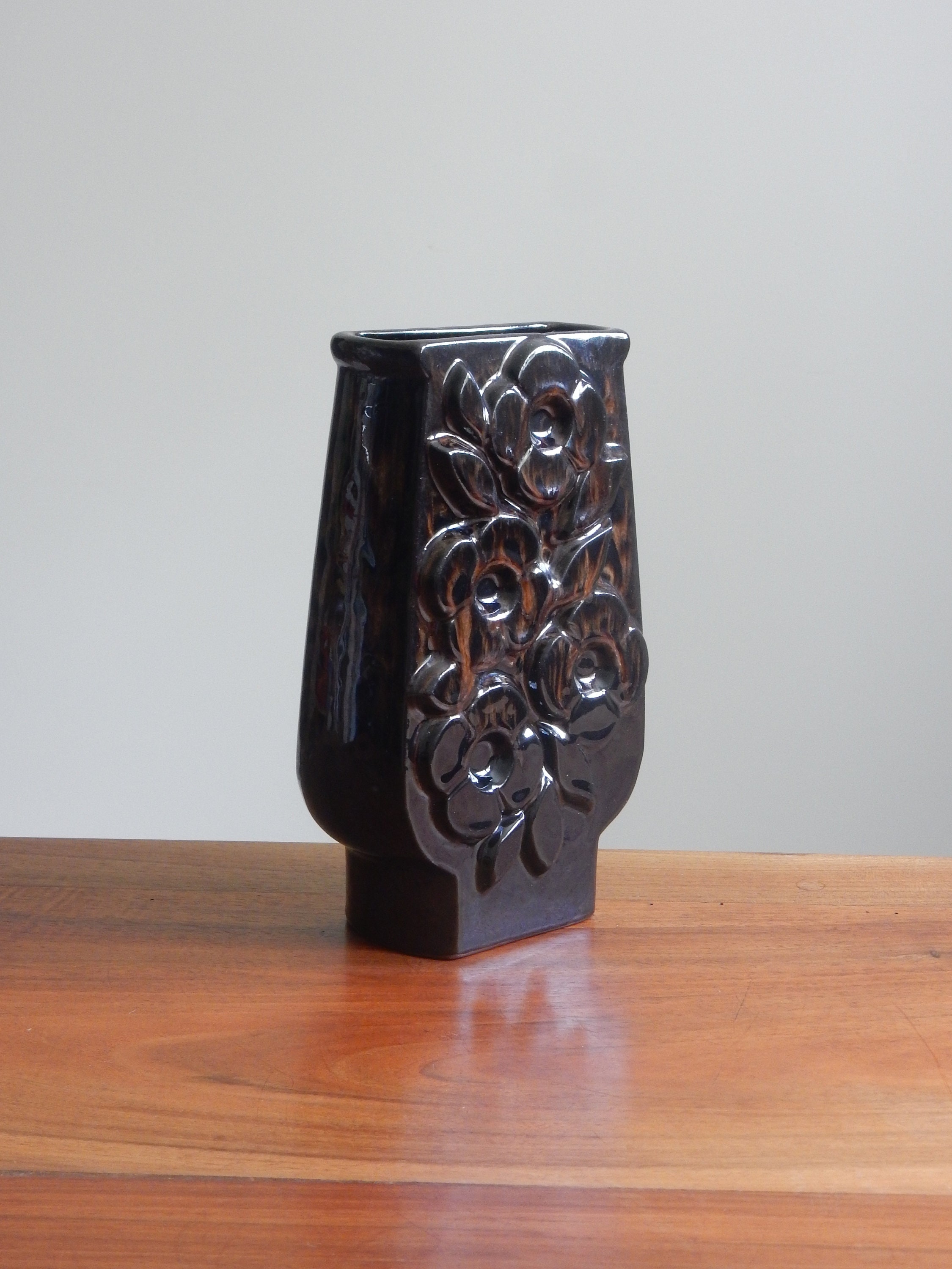 Vase Céramique Brun Des Années 60