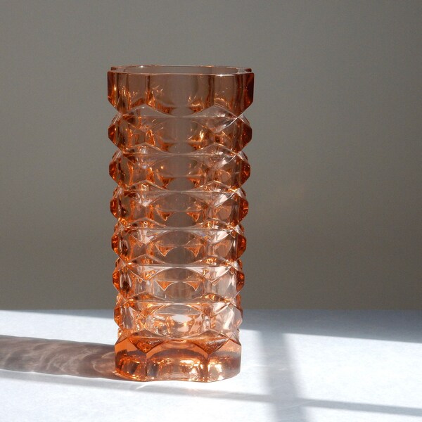 Large Luminarc pink glass vase made in France